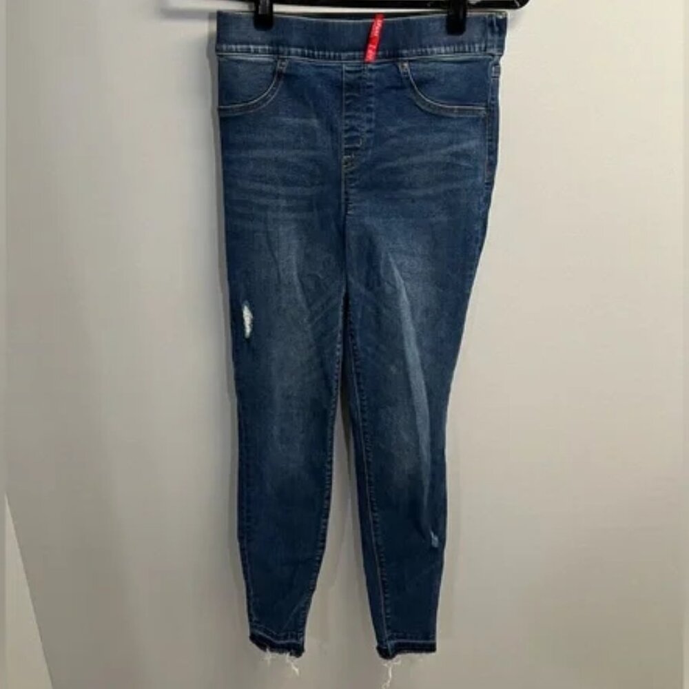 SPANX High Waisted Lightly Distressed Skinny Jeans - Size Medium - Picture 3 of 6